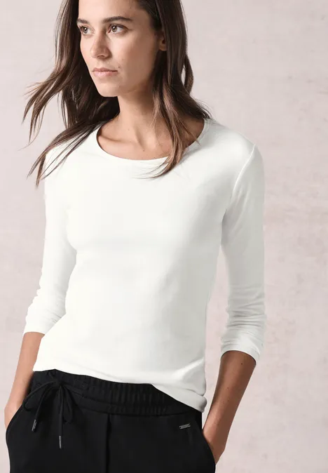 Shirt mit Rundhals vanilla white