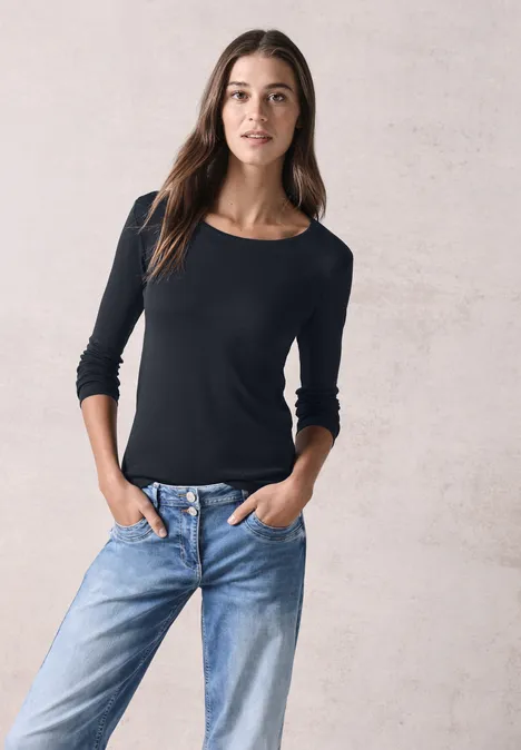 Shirt mit Rundhals universal blue