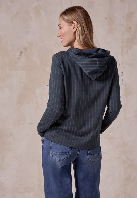 Hoodie mit Nadelstreifen deep petrol