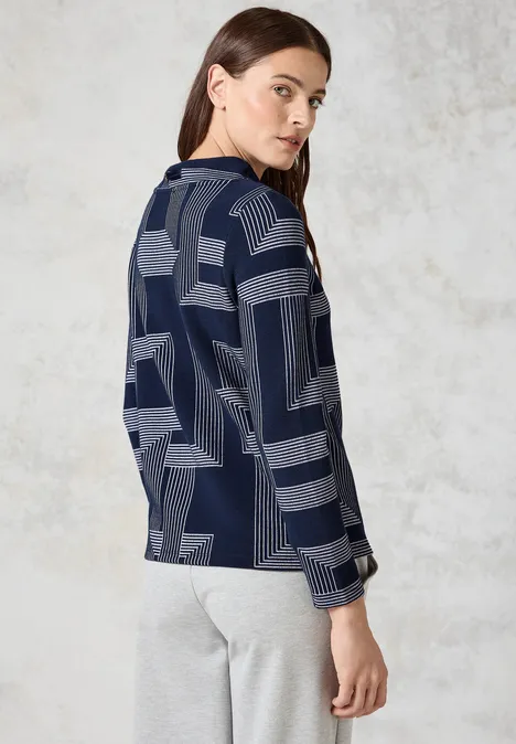 Jacquard Langarmshirt deep petrol