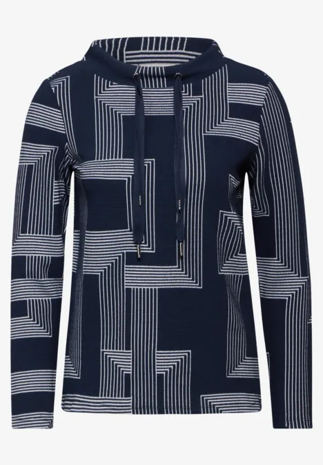 Jacquard Langarmshirt deep petrol