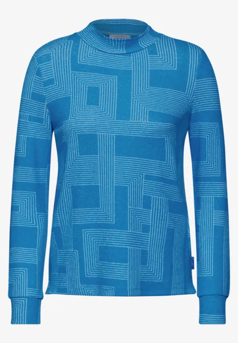 Bedrucktes Langarmshirt aqua melange