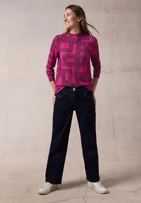 Bedrucktes Langarmshirt jewel pink melange