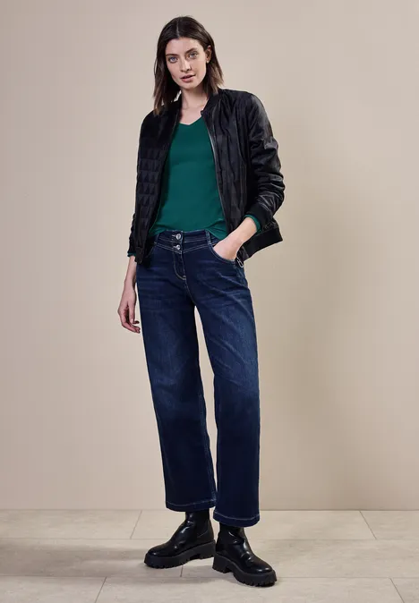 Shirt mit V-Ausschnitt petrol green