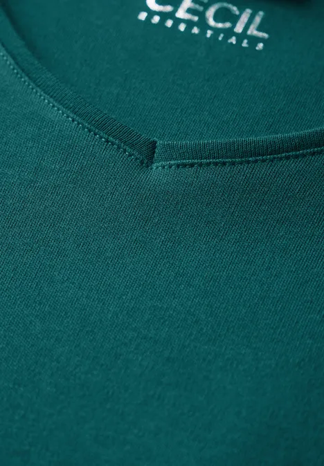 Shirt mit V-Ausschnitt petrol green