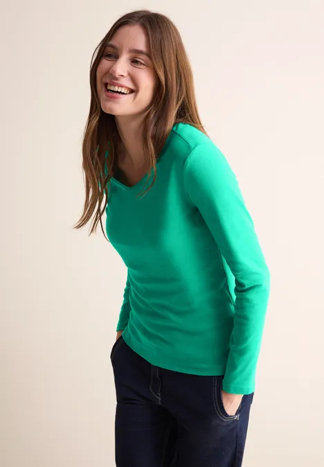 Shirt mit V-Ausschnitt aventurine green