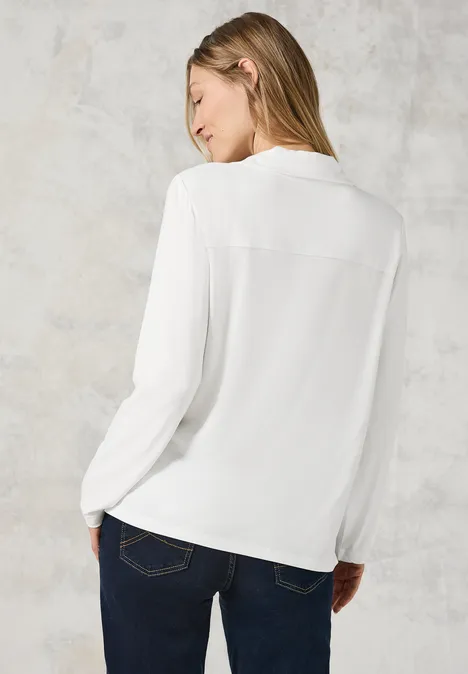 Blusenshirt mit Materialmix vanilla white