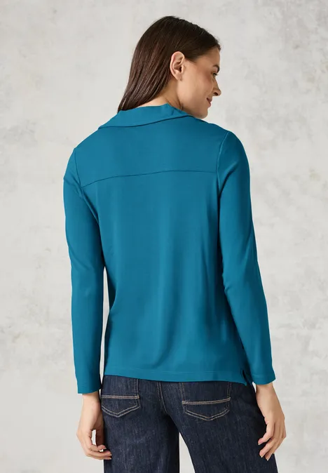 Blusenshirt mit Materialmix celestial aqua blue