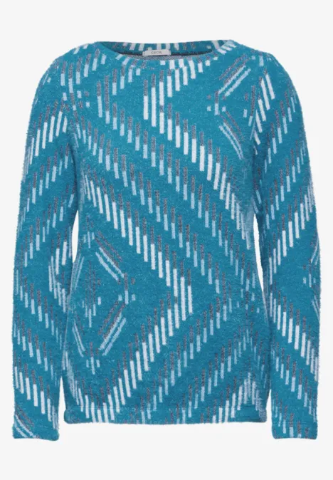 Federgarn-Shirt mit Muster celestial aqua blue