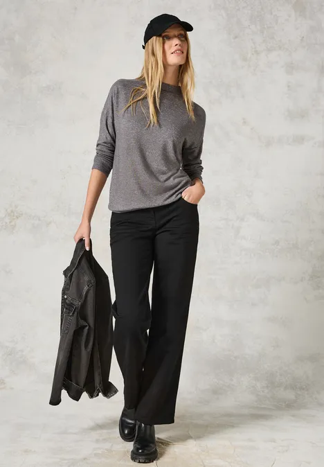 Langarmshirt mit Glitzer platinum grey mel.