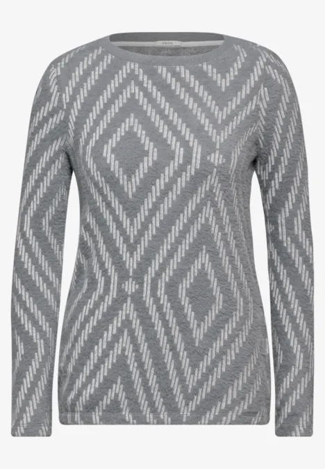Federgarn Shirt mit Muster platinum grey mel.