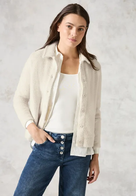 Federgarn-Cardigan raw sand beige Federgarn-Cardigan raw sand beige