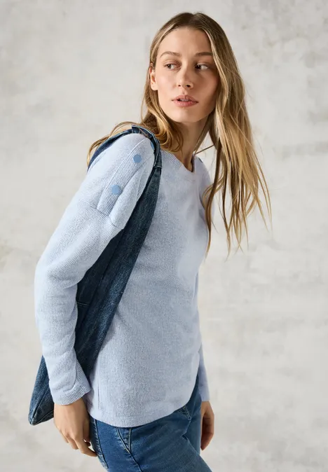 Melange-Shirt mit Knöpfen whisper blue melange