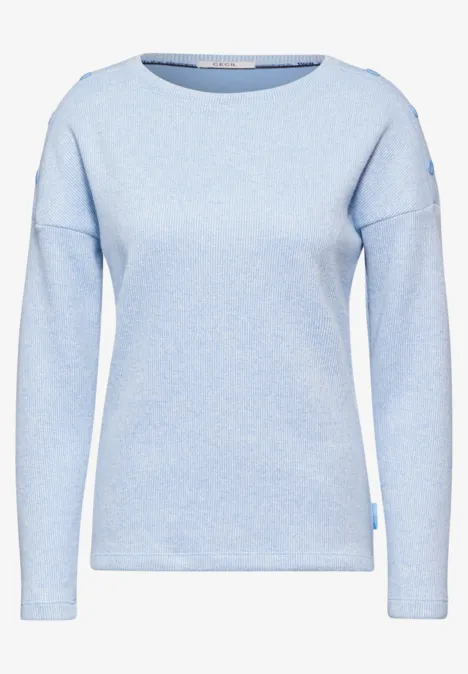Melange-Shirt mit Knöpfen whisper blue melange