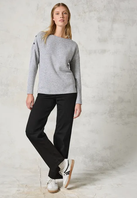 T-shirt chiné avec boutons platinum grey mel.