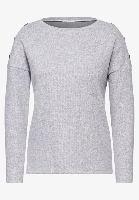 T-shirt chiné avec boutons platinum grey mel.