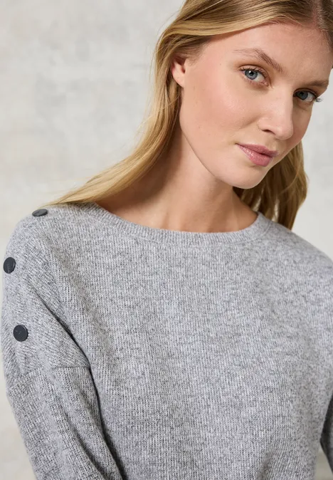 T-shirt chiné avec boutons platinum grey mel.