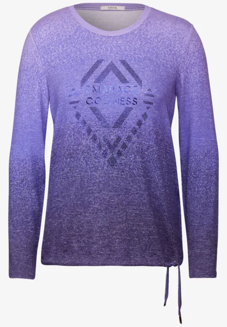 Farbverlauf-Shirt mit Print lilac melange