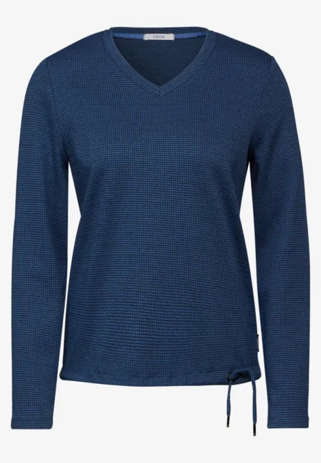 Jaquard-Shirt mit V-Neck universal blue