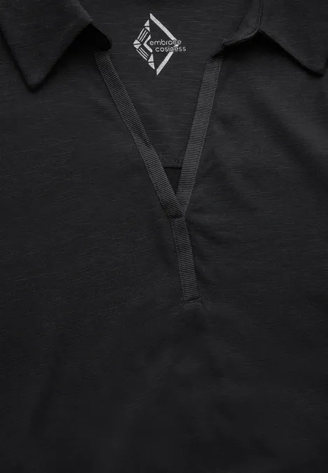 Shirt mit Polokragen Black