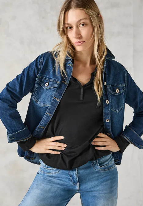 Shirt mit Polokragen Black