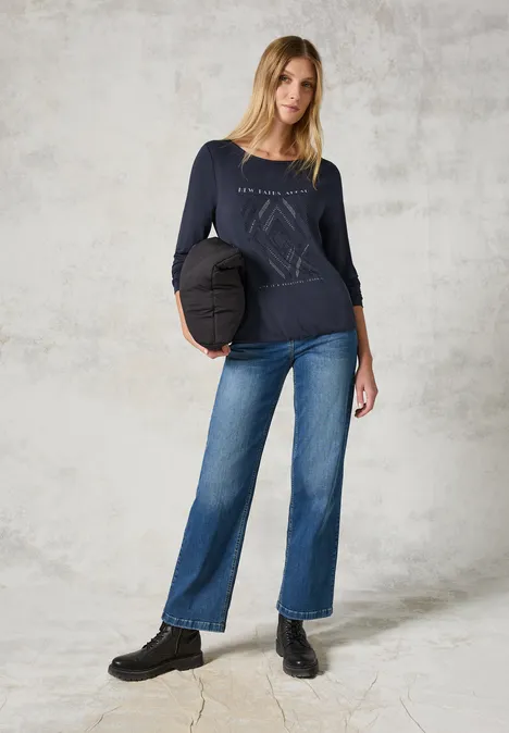 Langarmshirt mit Print deep charcoal grey