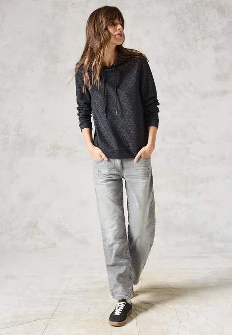 Gemustertes Langarmshirt deep charcoal grey