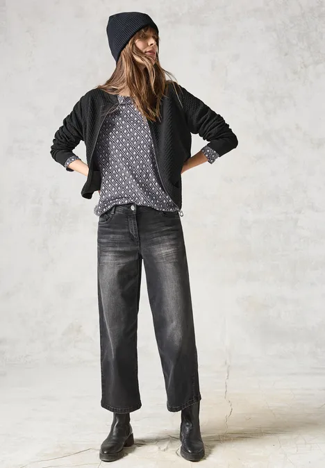 Shirt mit U-Boot-Ausschnitt deep charcoal grey