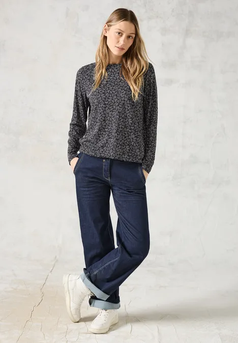 Shirt mit U-Boot-Ausschnitt deep charcoal grey
