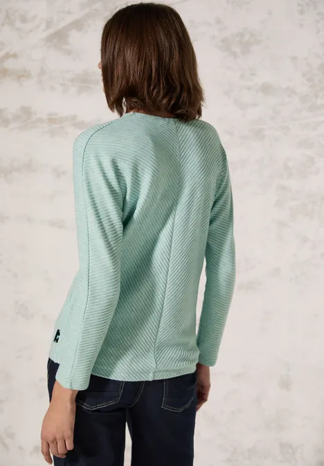 Melange-Look Ottoman Shirt glaced green melange