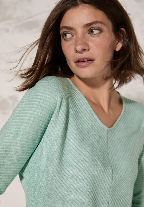 Melange-Look Ottoman Shirt glaced green melange