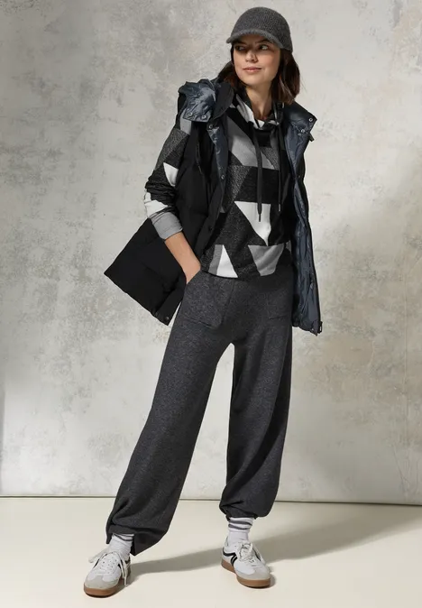 Shirt mit Schalkragen black melange