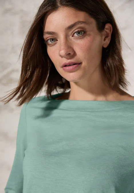 Shirt im Melange-Look glaced green melange