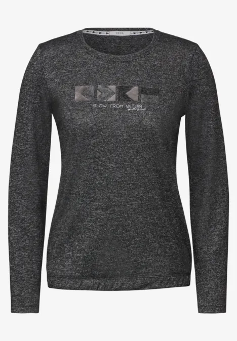Melange-Look Shirt black melange