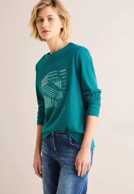 Shirt mit Print petrol green