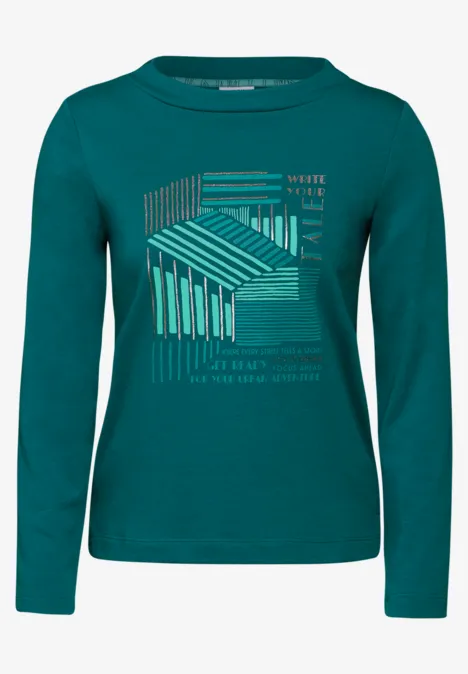 Shirt mit Print petrol green