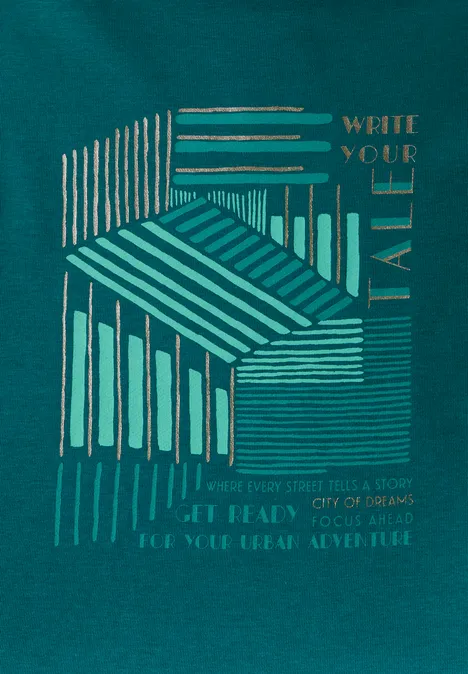 Shirt mit Print petrol green