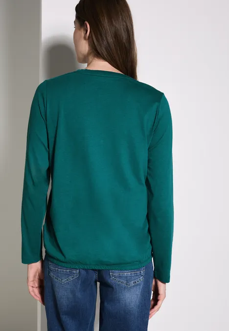 Shirt mit Knoten am Saum petrol green