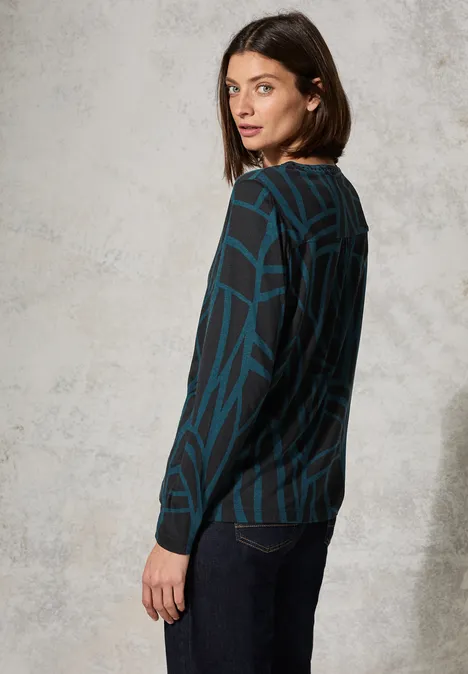 Print-Shirt mit Ziersteinen Black