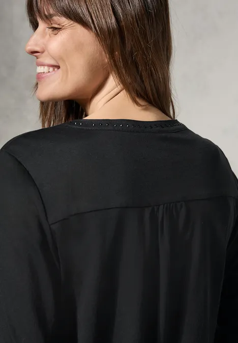Shirt mit Schmucksteinchen Black