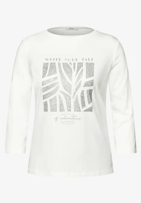Shirt mit Glitzer-Motiv vanilla white