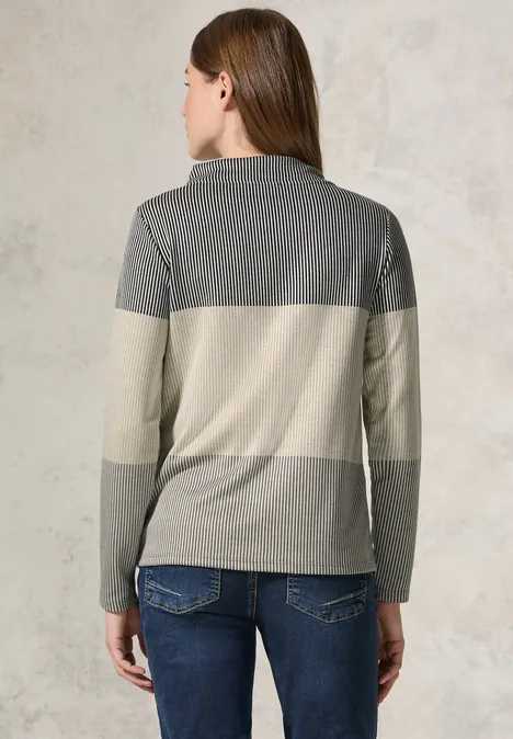 Gestreiftes Colorblock Shirt light hazel beige