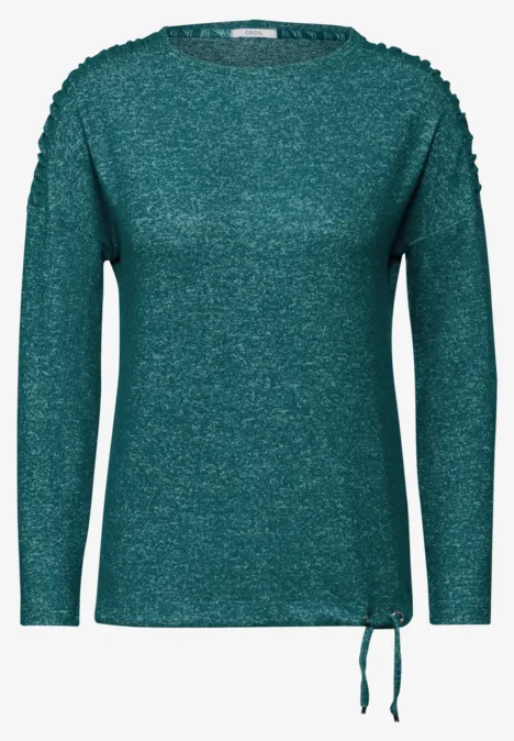 Shirt mit Raffung petrol green melange