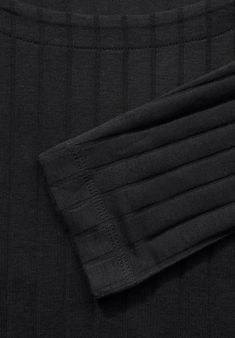 Shirt mit Rippstruktur Black Shirt mit Rippstruktur Black