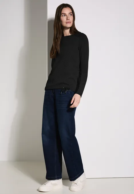 Materialmix Langarmshirt Black