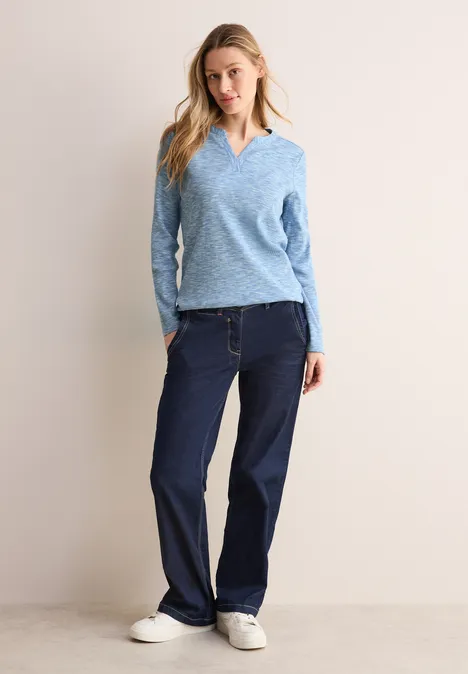 Shirt mit Rippstruktur light blue melange