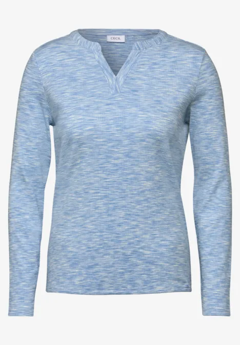 Shirt mit Rippstruktur light blue melange