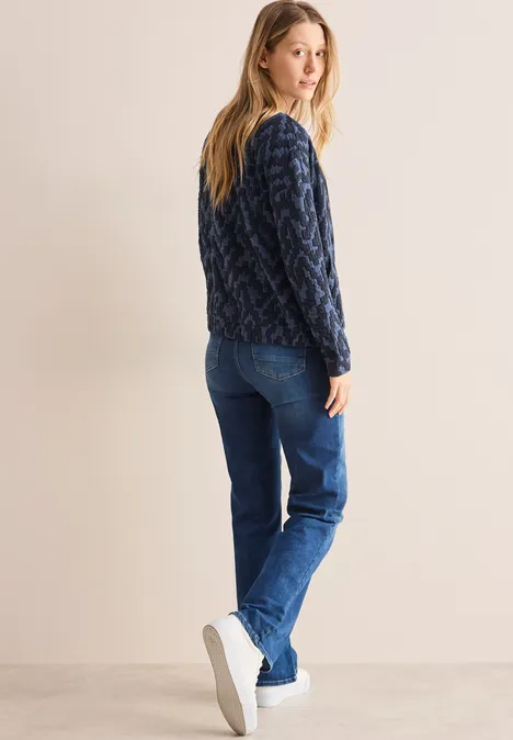 Jaquard jas met structuur universal blue