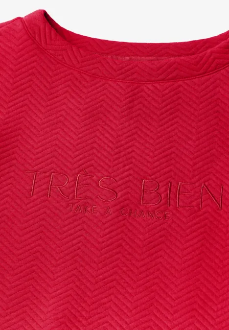 Strukturshirt mit Wording granita red