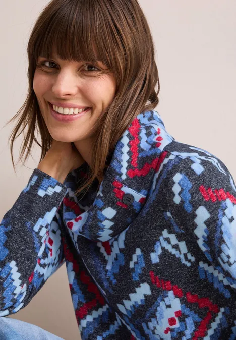 Bedrucktes Melange-Shirt universal blue melange